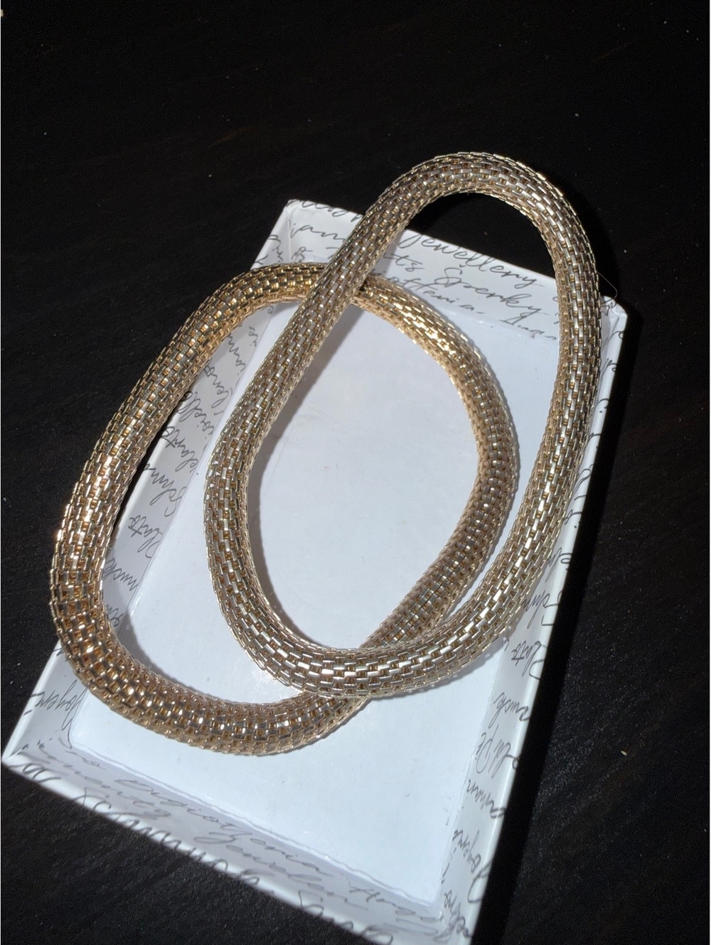 Chunky statement piece bracelet gold mesh chain pattern